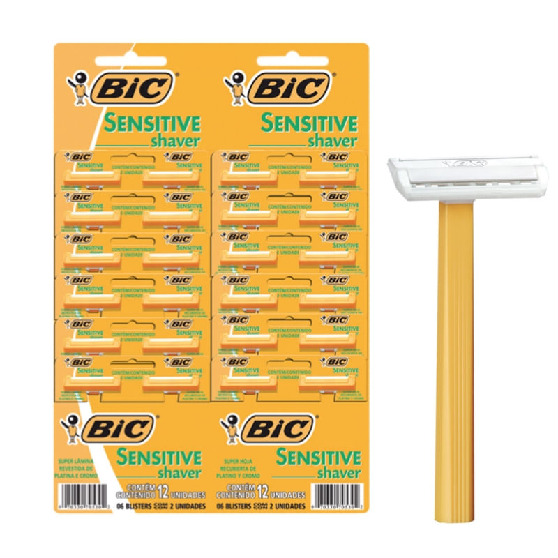 Barbeador Razor Pack Bic Sensitive Para Pele Sensível X24