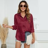 Blusa Drophoulderhirt Com Bolso De Manga Comprida Para Mulheres