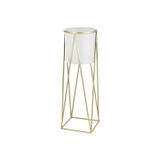 Vaso De Flores Com Suporte De Metal Gti Em Metal Branco E Dourado
