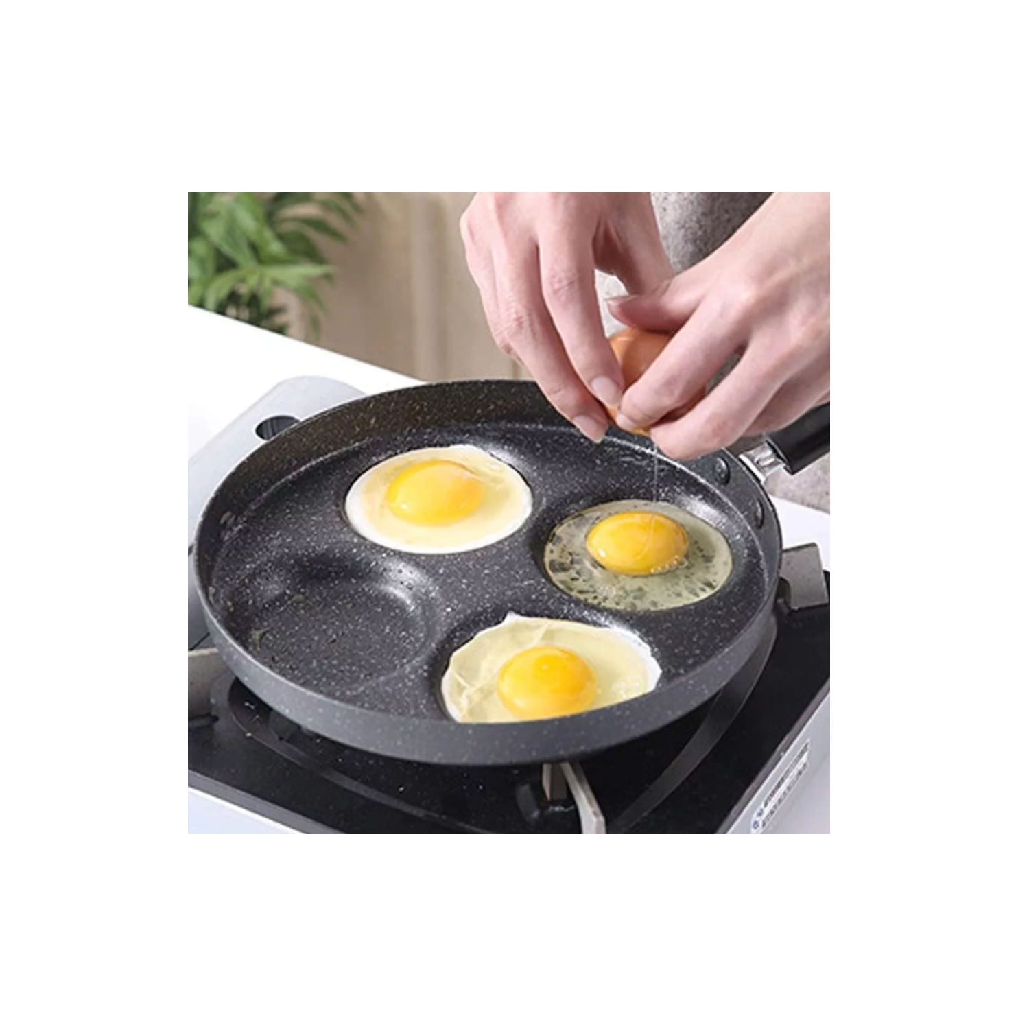 Frigideira Antiaderente De 4 Furos Para Ovos, Panquecas, Hambúrgueres
