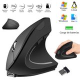 Mouse Vertical Ergonômico Sem Fio Com Carregamento Usb De 2,4 Ghz Preto
