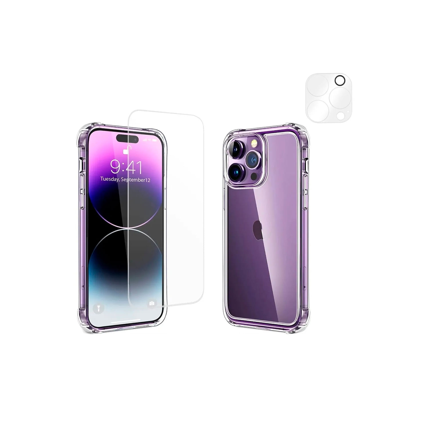 Kit De Capa, Filme E Vidro De Câmera Para Iphone 14 Pro Max