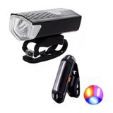 Conjunto De Luzes De Bicicleta Led Frontal Branco E Luz Traseira Usb Recarregável