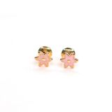 Joias Philippa Women, Esmalte De Flores Rosa, Banhado A Ouro 18k