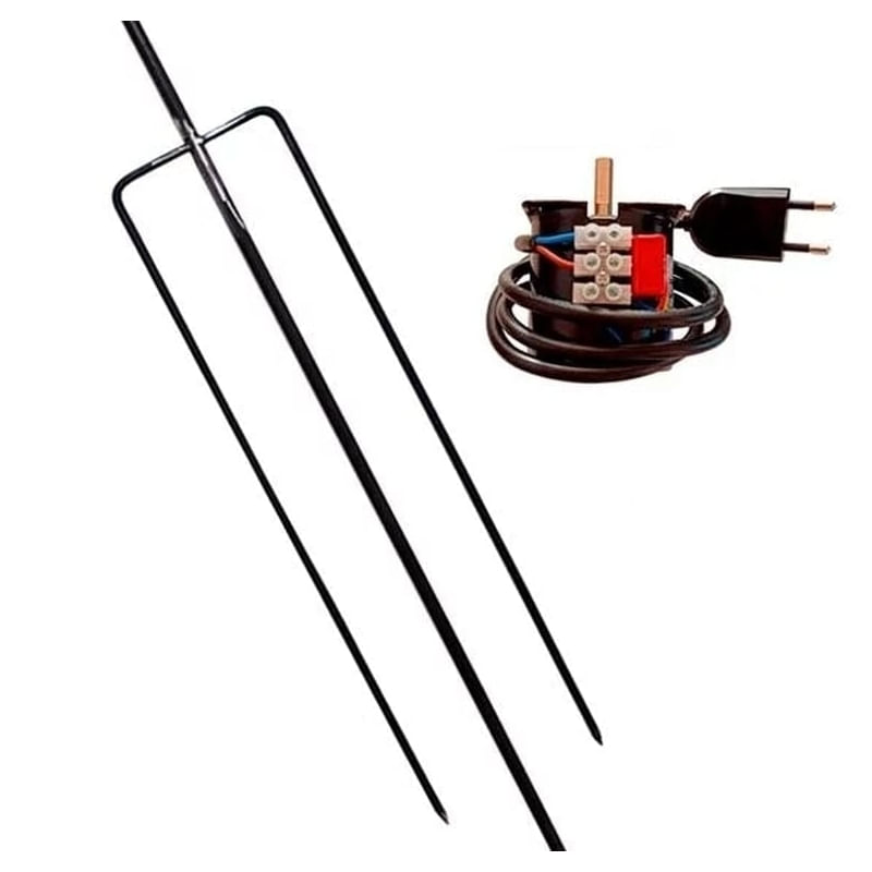 Spiedo Motor + Trident 1,2 M Para Churrasqueiras De Até 35 Kg De Aço Inoxidável