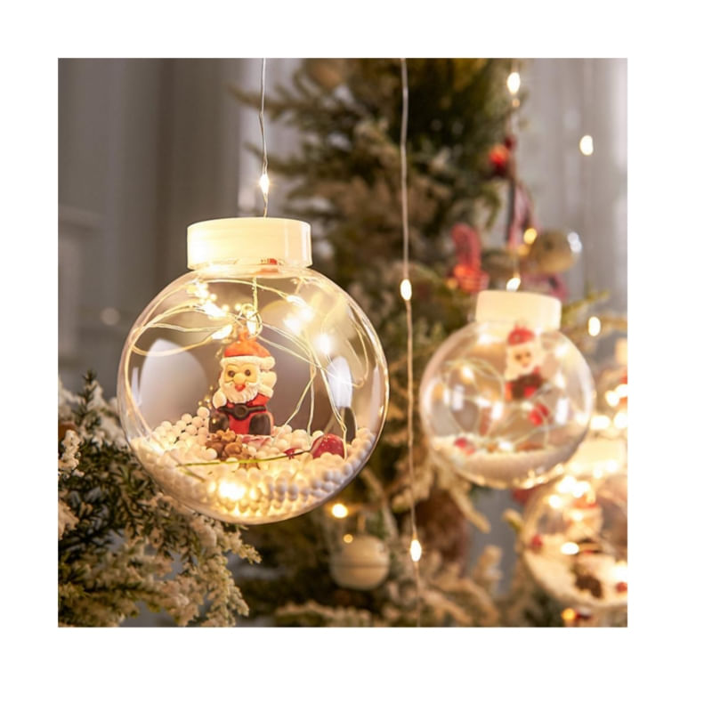 Cortina Led De Luzes De Natal 3m 10 Bolas Transparente