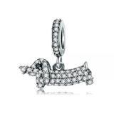 Salchicha Charm Dog 925 Silver Dachshund Teckel Para Pulseira