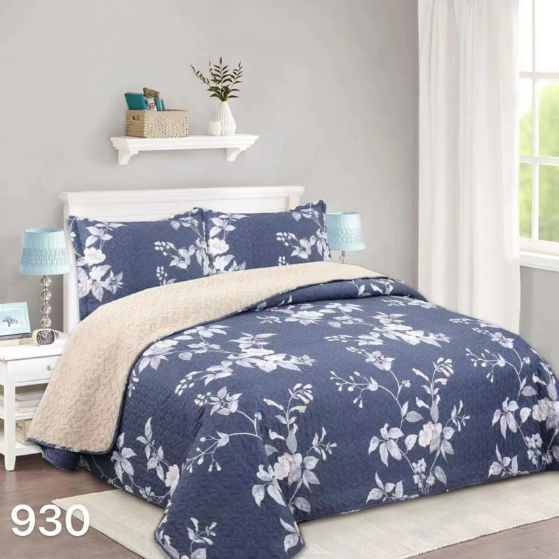 Capa De Edredão Sherpa 2 Seats Blue Carnations M930 230x250cm