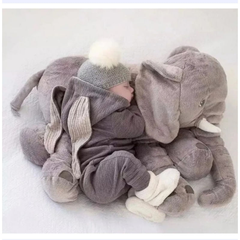 Almofada De Almofada De Pelúcia Elephant Attachment 40 Cm Cinza