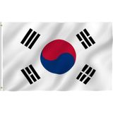 Bandeira Da Coreia Do Sul 150cm X 90cm Poliéster De Excelente Qualidade