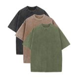Camiseta Masculina Yajisa, Casual, Grande, De Algodão, Vintage, Lavada Com Ácido