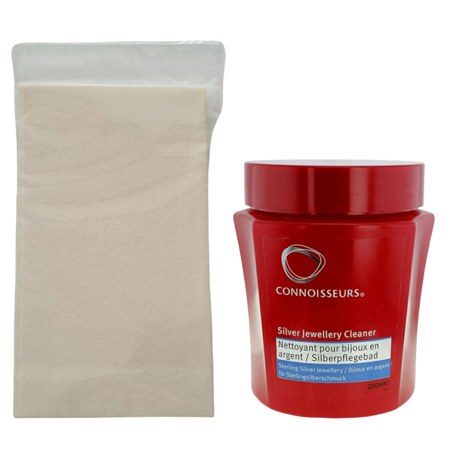 Pacote De Limpeza Connoisseurs Silver Jewelry Cloth + 236ml