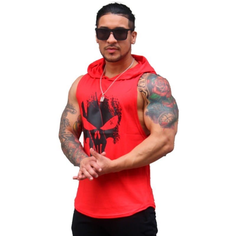 Camisa Muscle The Punisher Vermelha Para Homem
