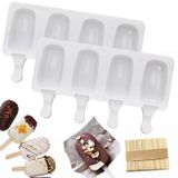 Pacote De Moldes De Sorvete X2 De Silicone Reutilizável Com Paletas