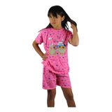 Pijamas Girl Summer, 80% Algodão, Shorts E Polera, Duas Peças