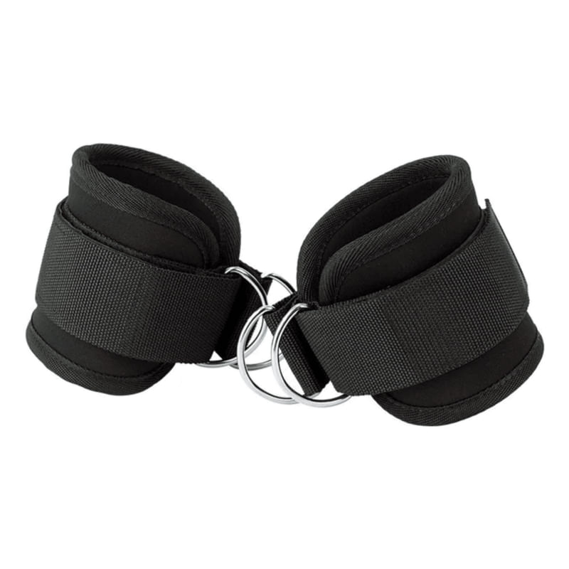 Pacote Com 2 Tornozeleiras Pulley Hitch Gym Buttocks Pretas