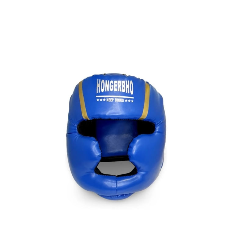 Protetor De Cabeça De Boxe Azul L Em Couro Sintético