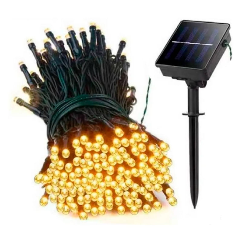Coroa De Luz Solar Quente De 20 M 200 Led Com Bateria Recarregável