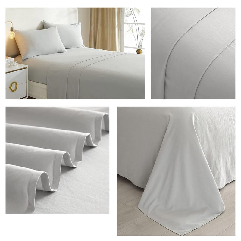 Conjunto De Roupa De Cama Adomities Grey Smooth Sheds 2.0 Seats (queen)