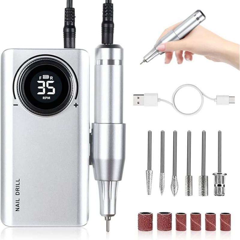 Furadeira De Unhas Create Beauty Life 35.000 Rpm Com Kit De Brocas