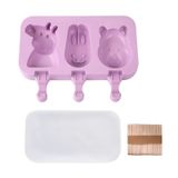 Molde De Sorvete Molde Para Bolo Com Tampa + 50 Palitos De Silicone Rosa