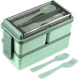Caixa Bento À Prova De Vazamentos De 1400 Ml Empilhada Com Compartimento Verde De 49 Onças