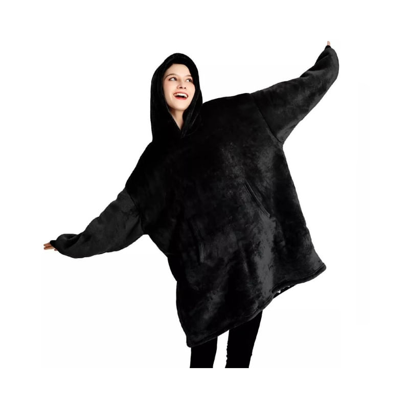 Cobertor De Lã Sherpa Com Capuz Para Homens E Mulheres