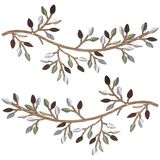 Decoração De Parede Metal Leaf Vine Para Casa - Conjunto De 2