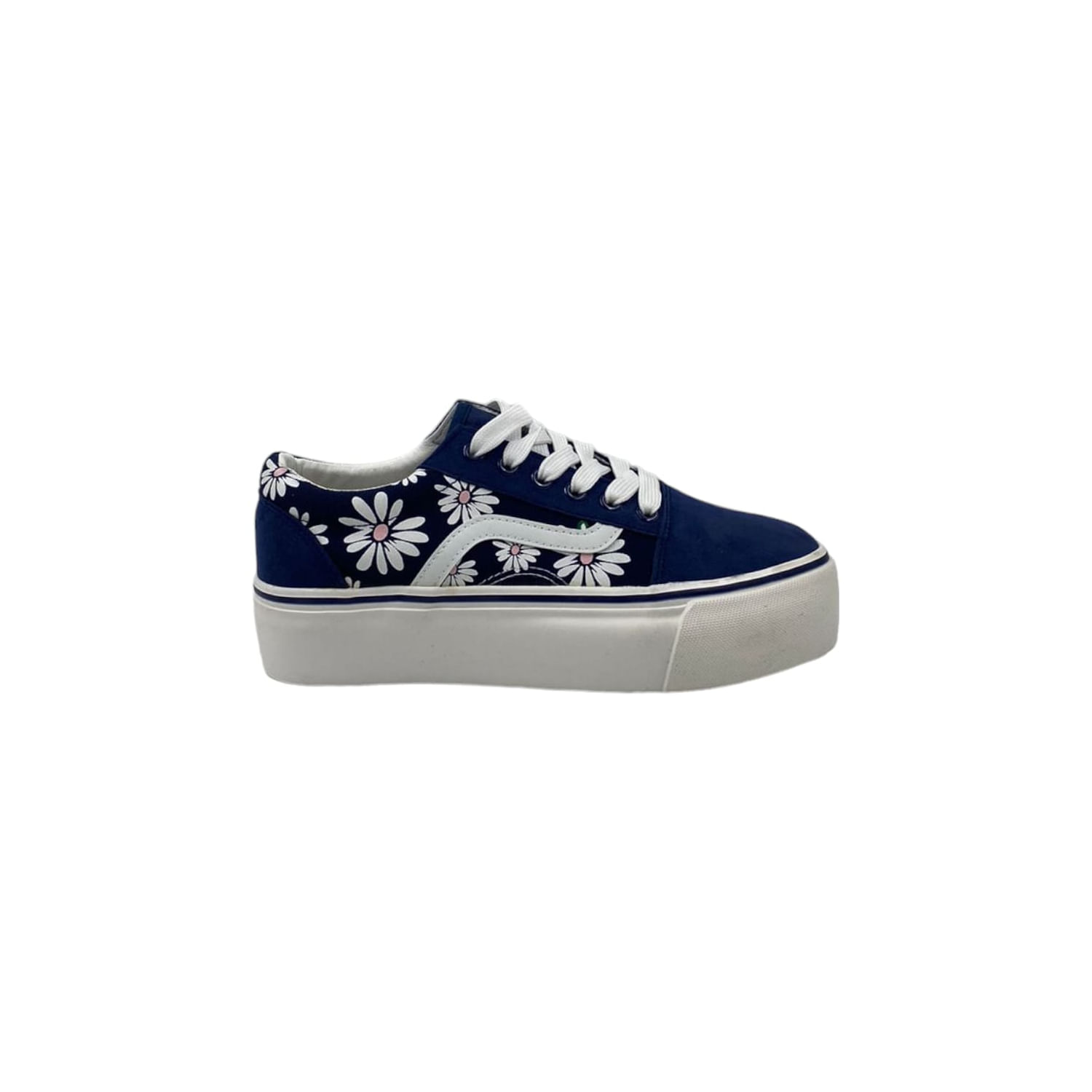 Sapatos Têxteis Femininos Com Estampa Azul Sneakers Platform