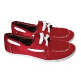 Mocassim Em Lona, Unissex, Casual, Vermelho 7073