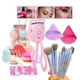 Kit De Aplicação De Maquiagem: 10 Pincéis, Conjunto De Esponjas E Muito Mais