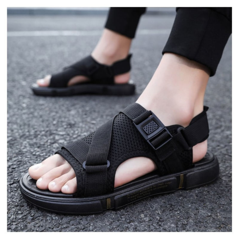 Sandálias Roman Summer Para Homens Pretas