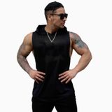 Pulôver De Coxa Com Capuz Preto Sólido, Estilo Casual Para Homens