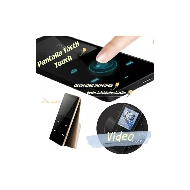 Leitor Mp4 Com Armazenamento Bluetooth De 8 Gb E Tela Sensível Ao Toque