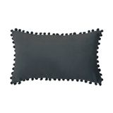 Tampa De Enchimento Retangular Preta Com Design De Pompom 50x30 Cm