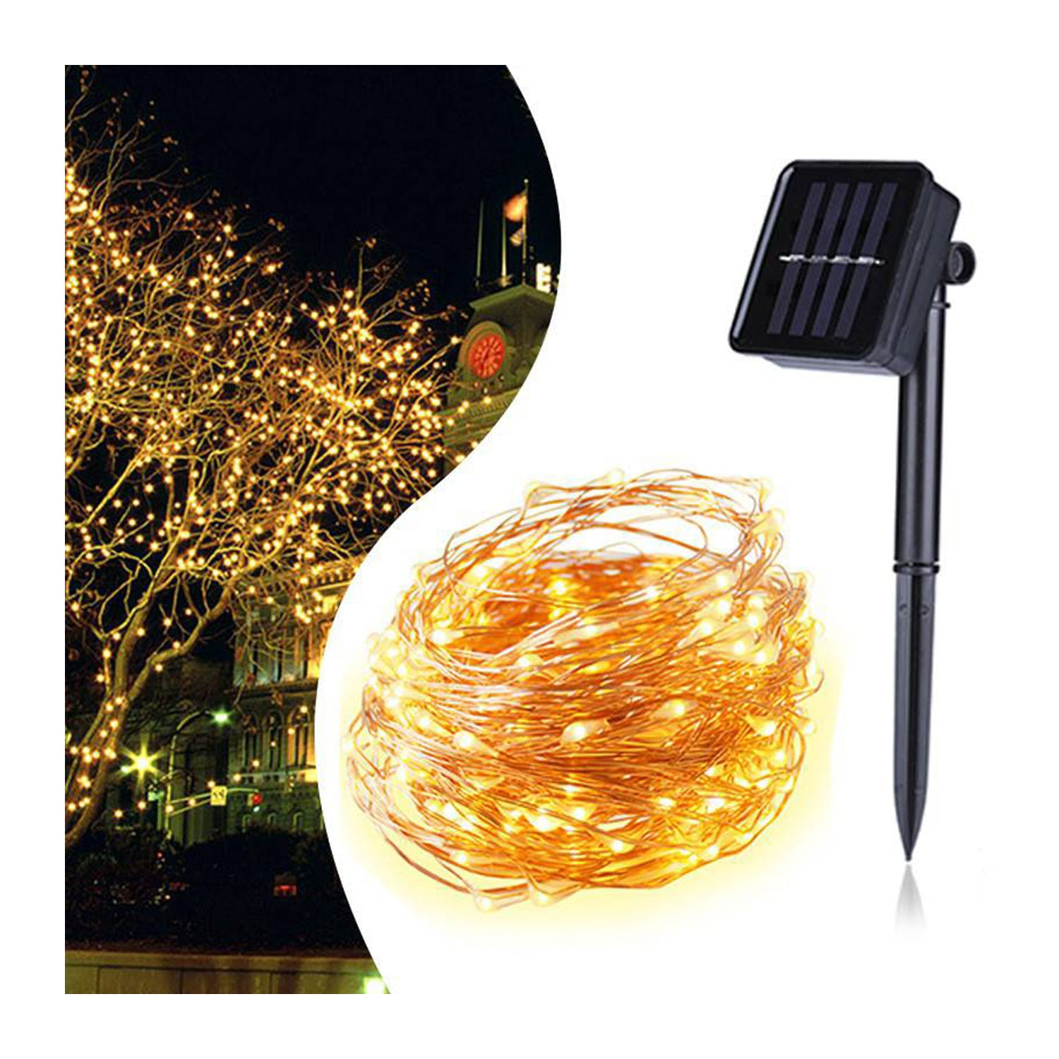 Fairy Lights Solar Garland De 10 M De Led Quente À Prova D'água