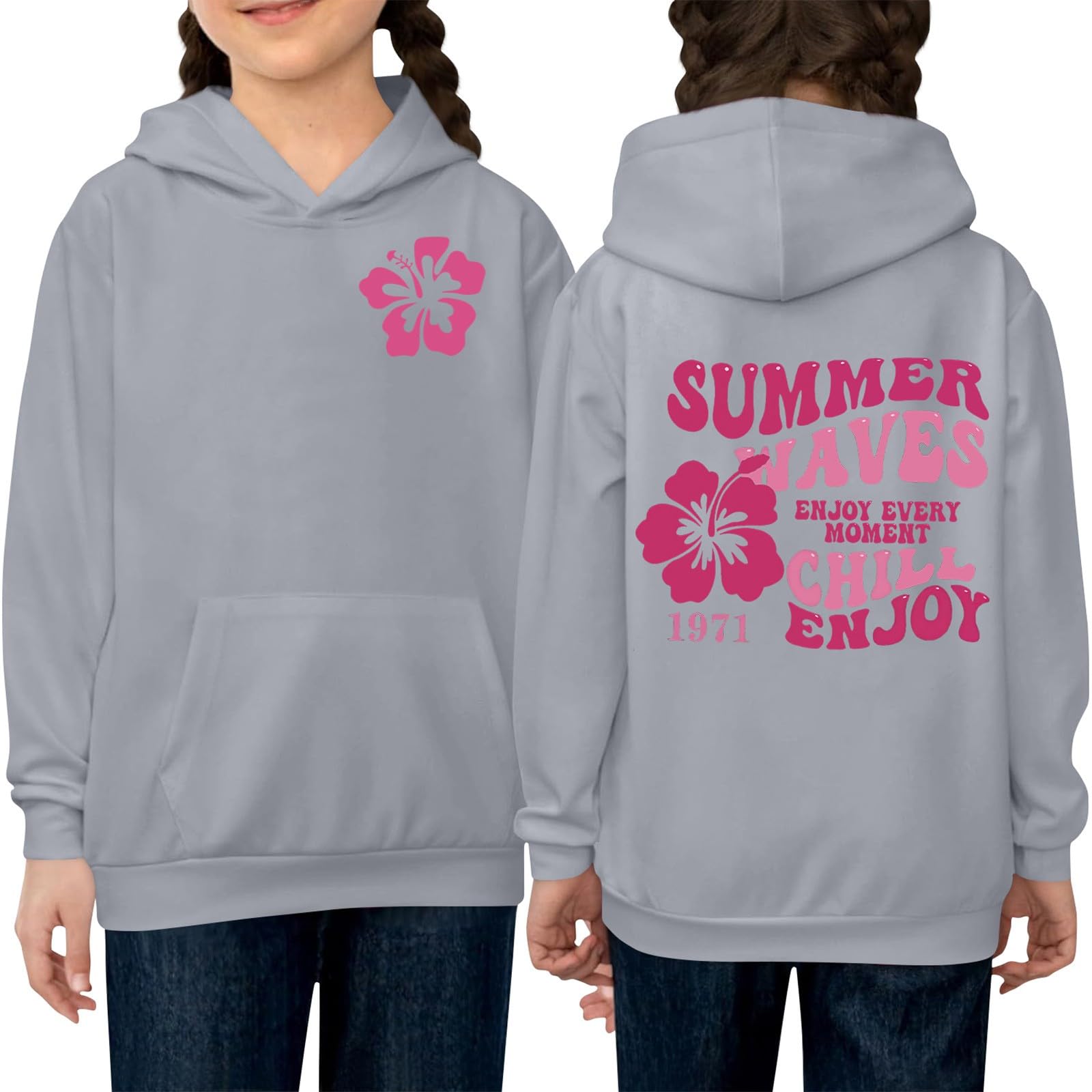 Moletom Generic Graphic Preppy Com Capuz Rosa Palm Puff 9-10y