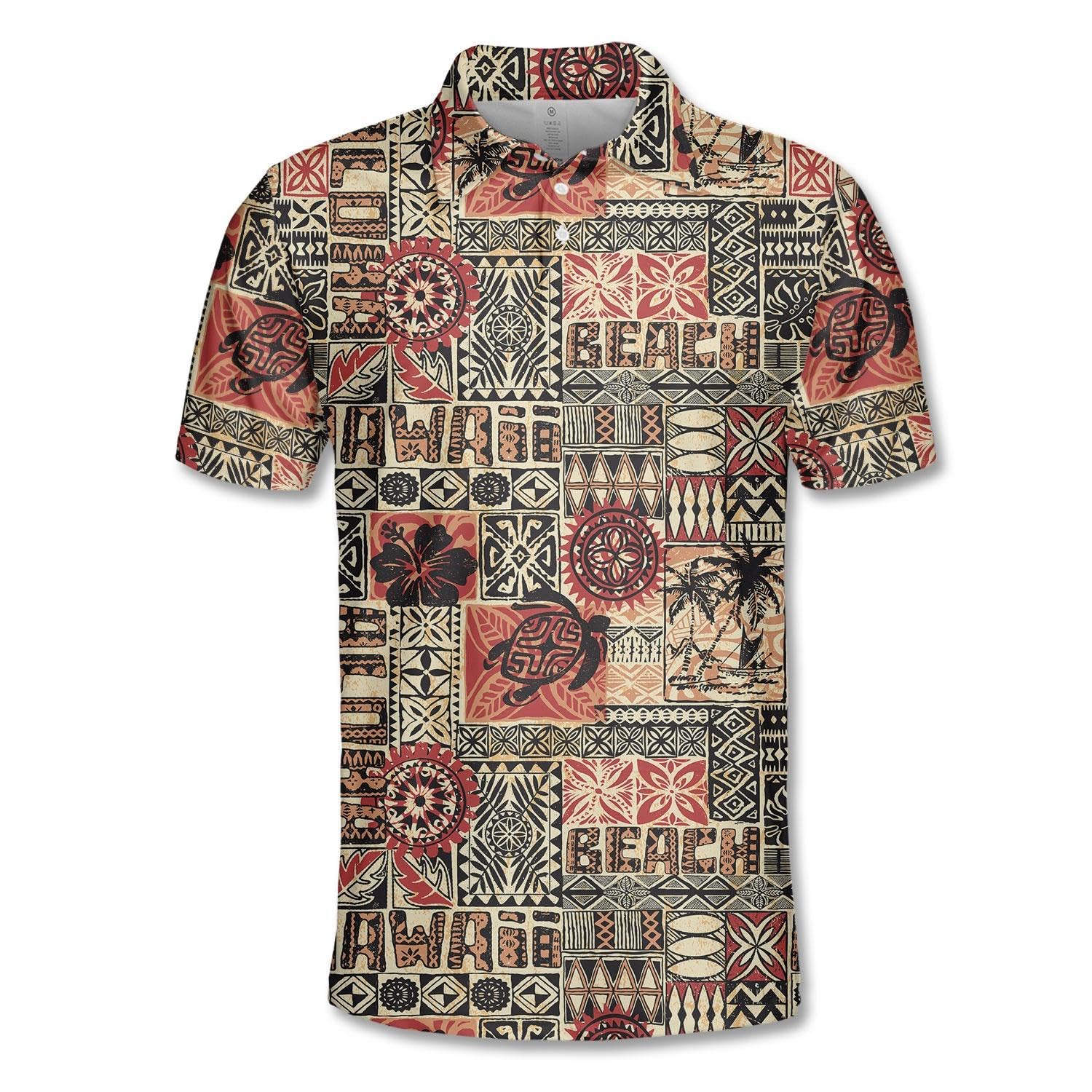 Camisa Polo De Golfe Pigmoo Funny Hibiscus Tribal Para Homens
