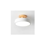 Lâmpada De Teto Led Ø18cm Com Base De Madeira 12w 3 Cores 3000-6000k