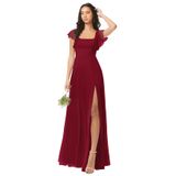 Vestido De Dama De Honra Oisslec Long Chiffon Burgundy A Line Para Mulheres