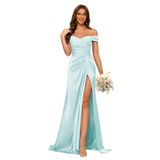 Vestido De Dama De Honra Dessiny Light Blue Mermaid Satin Plus Size