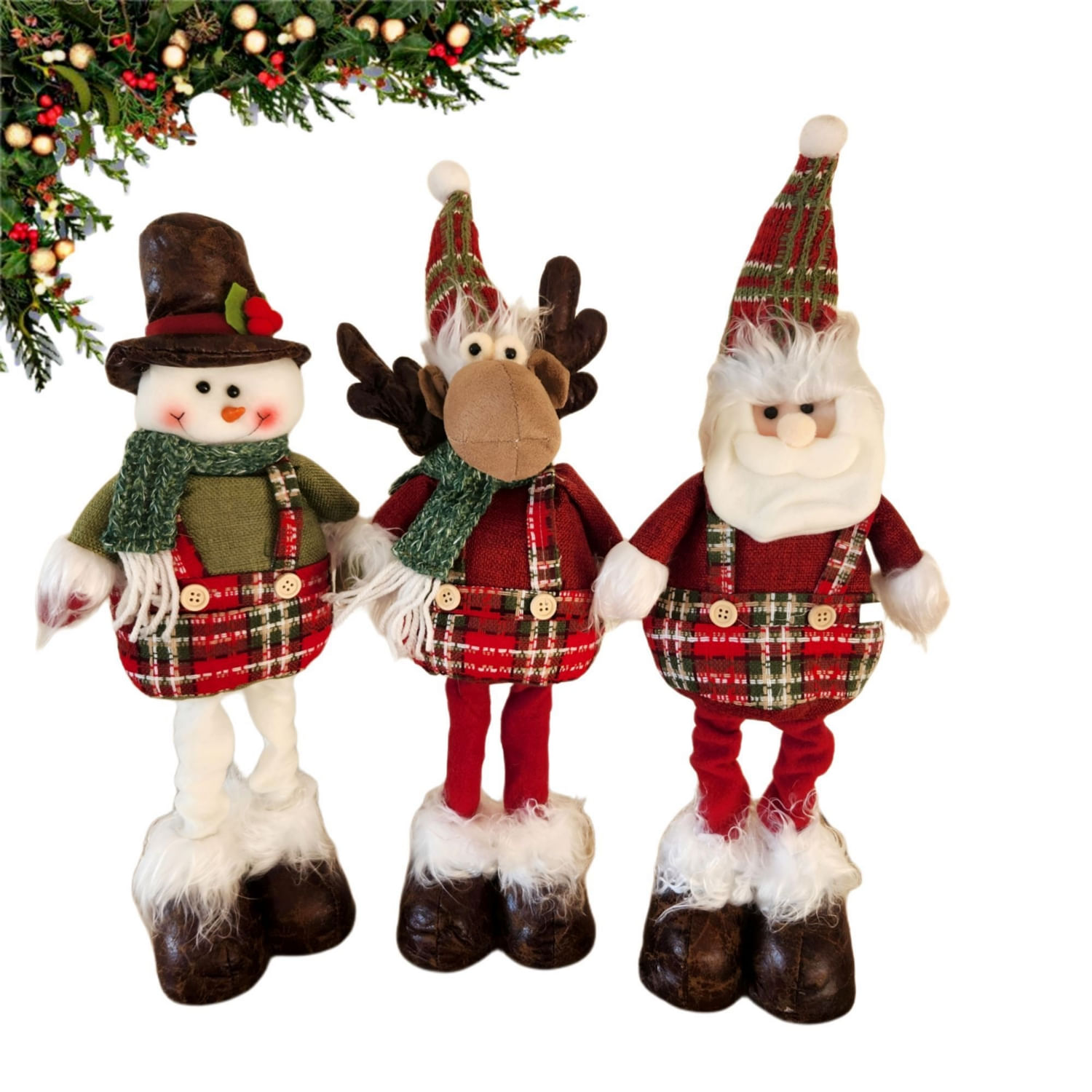 Pacote De Bonecas De Natal Com 3 Macacos De Pernas Compridas +55 Cm