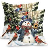 Capas De Travesseiro Barneova Christmas Snowman Snowflake 55x55cm