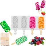 Molde De Sorvete Para Picolés De Silicone Com 4 Cavidades Com 50 Palitos