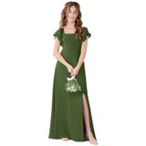 Vestido De Dama De Honra Jirocum Chiffon Para Adolescentes Juniores Olive Us14
