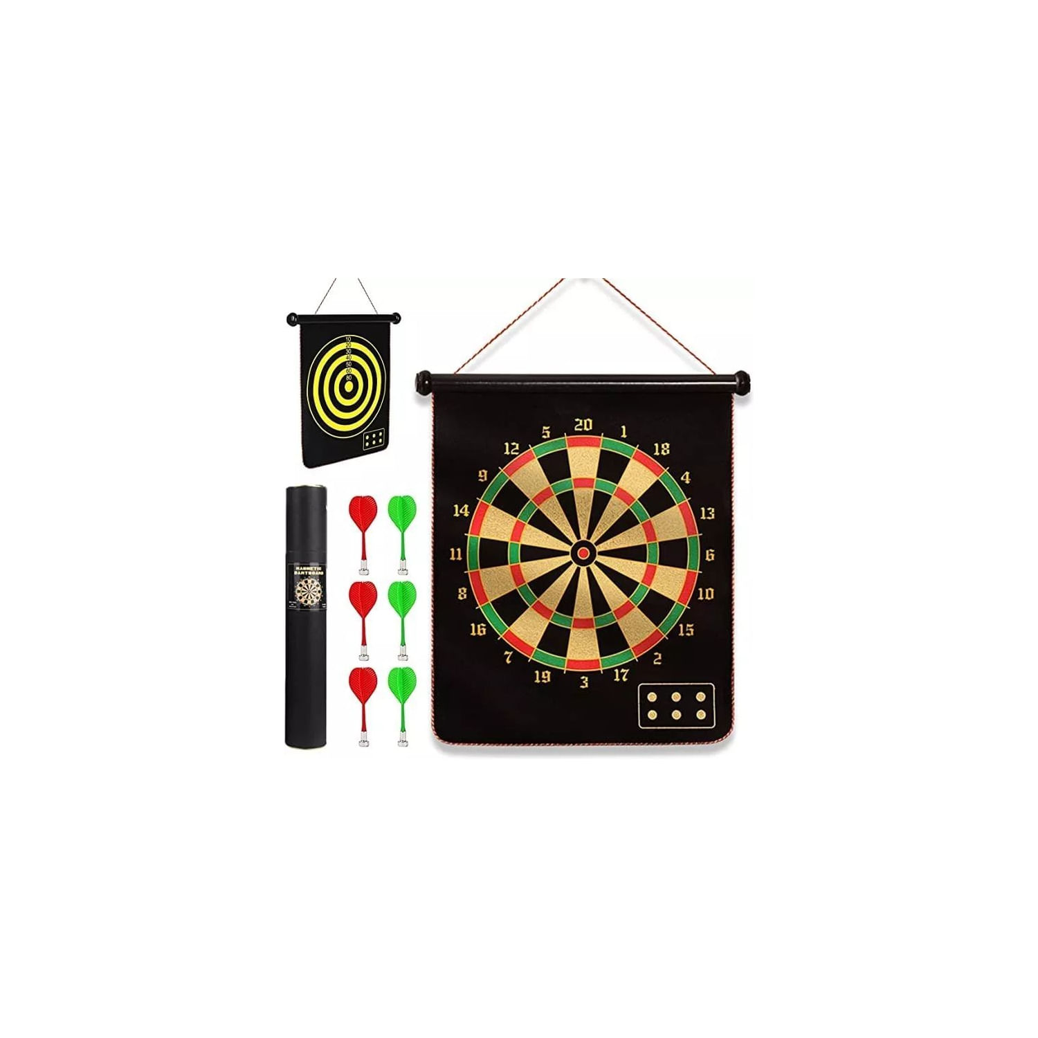 Placa De Dardos Magnética De Dupla Face De 49 Cm Com 6 Dardos Para Adulto/c