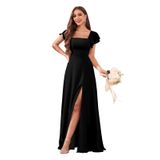 Vestido De Dama De Honra Cdssl Feminino Plus Size Em Chiffon Preto 22w