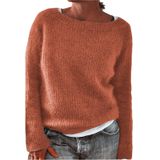 Suéter Feminino Dmoyala Fair Isle Solid Orange Cropped 2024