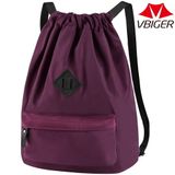 Mochila Com Cordão De Nylon De Grande Capacidade, Leve, Roxa