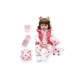Brinquedo De Vinil Reborn Baby Doll De 48 Cm Com Olhos Castanhos Para Meninas